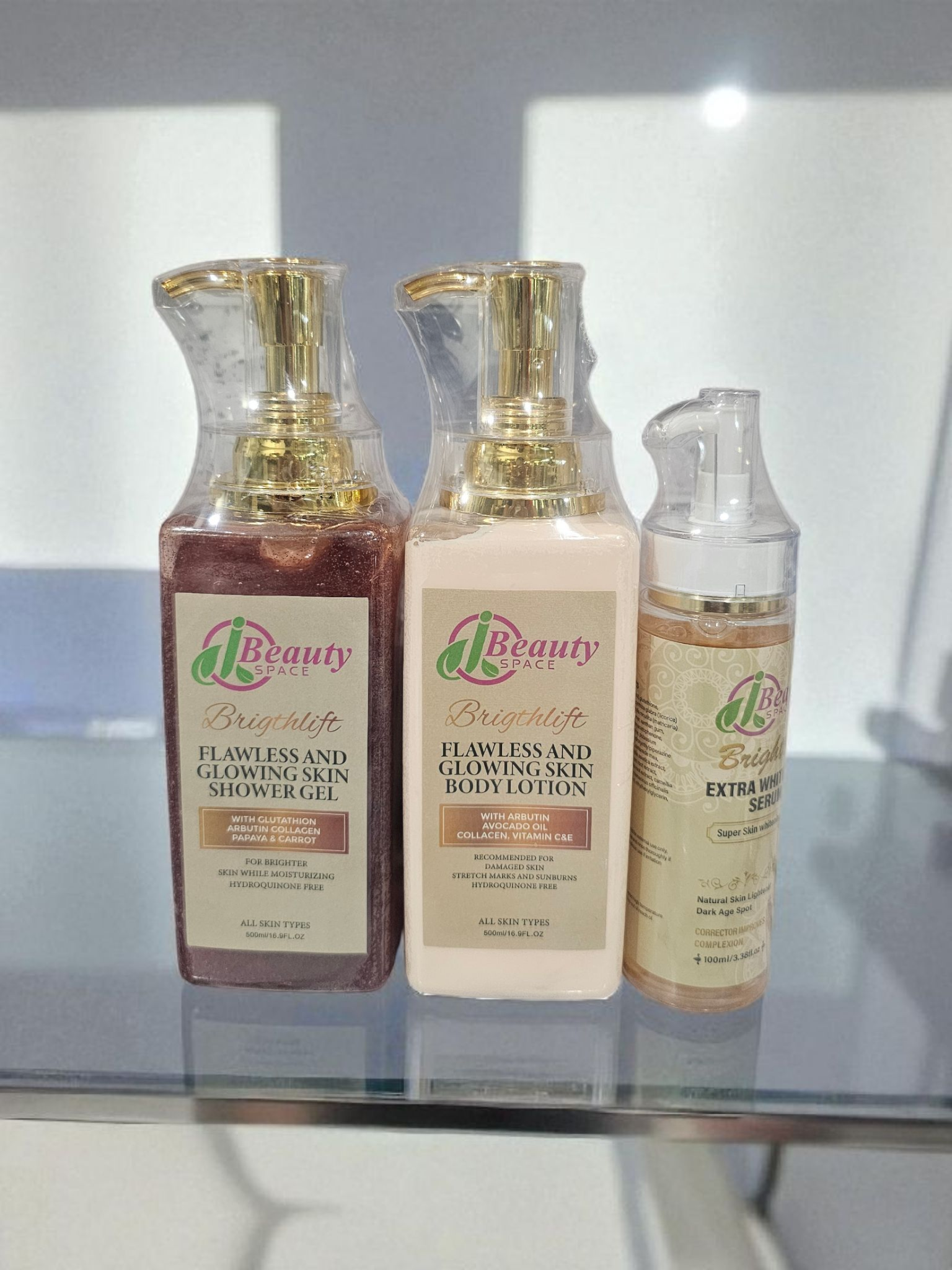 Brightlift 3in1 Anti-Aging Flawless & Super Glowing Skin Combo - 1pc Body Lotion & 1pc Exfoliating Shower Gel for All Skin Types - Image 4