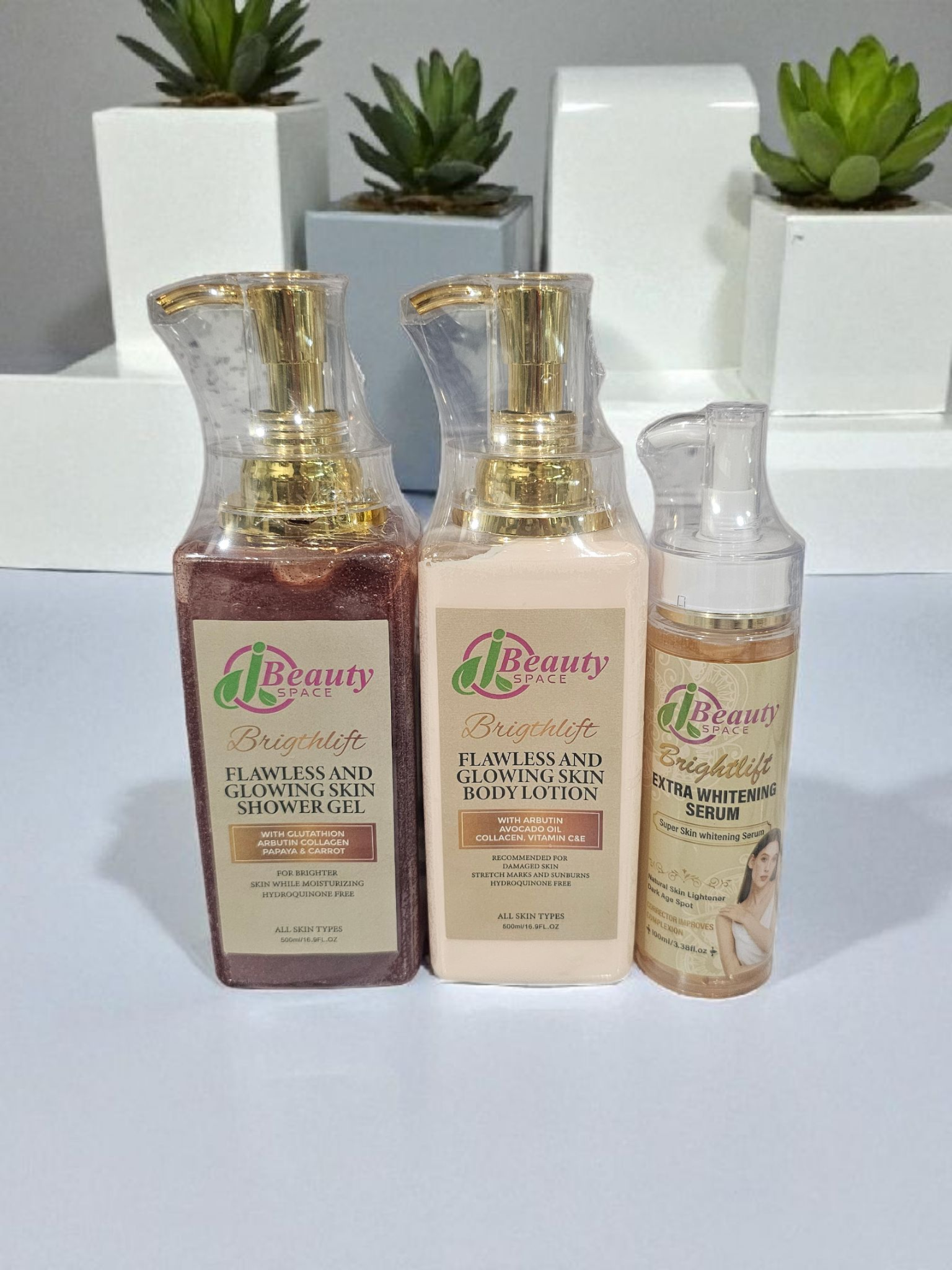 Brightlift 3in1 Anti-Aging Flawless & Super Glowing Skin Combo - 1pc Body Lotion & 1pc Exfoliating Shower Gel for All Skin Types - Image 3